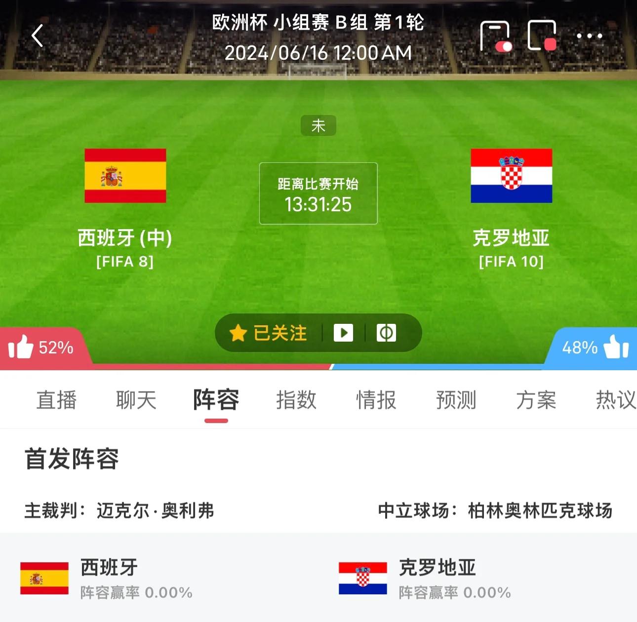克罗地亚队将迎来与西班牙队的比赛
